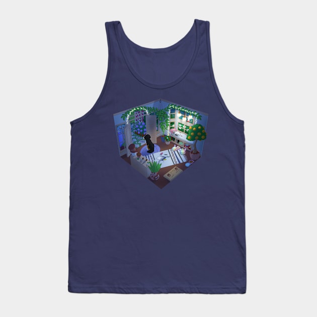 LoFi Rainy Night Sunroom Tank Top by ParadisePaws